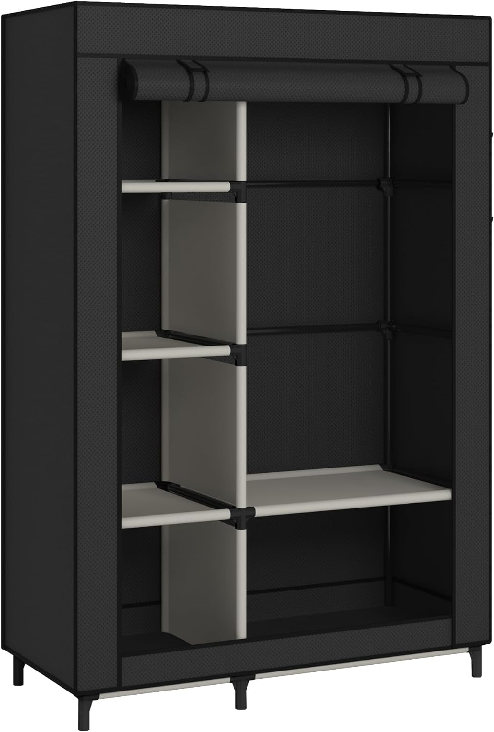 Portable Closet Organizer Black With 6 Shelves And Rod Secondary image