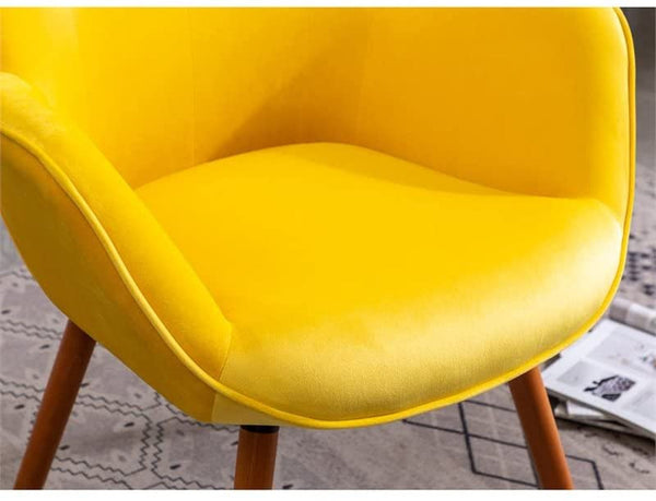 Yellow Velvet Tufted Accent Chair Compact Size Living Room