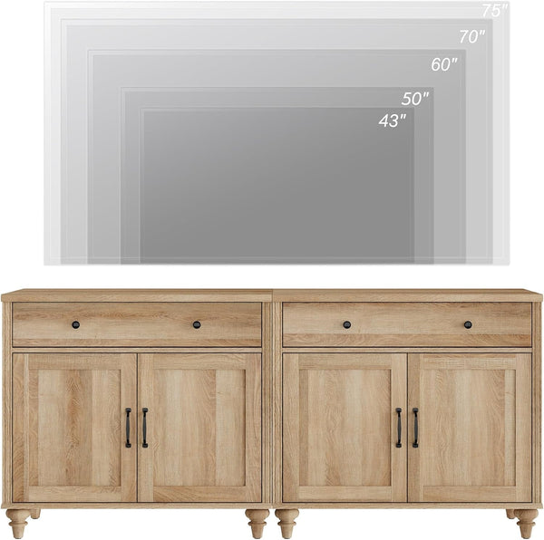 Oak Farmhouse Entertainment Center For TVs Up To 75 Inches