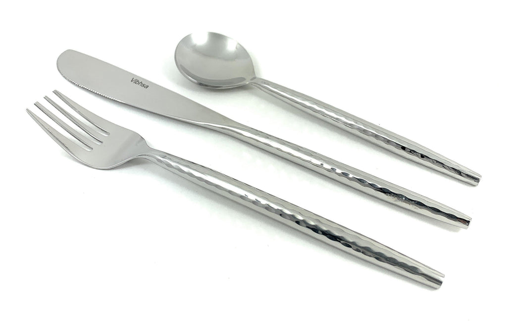Hammered Stainless Steel Flatware 18-Piece Set Dinner knives, Dinner