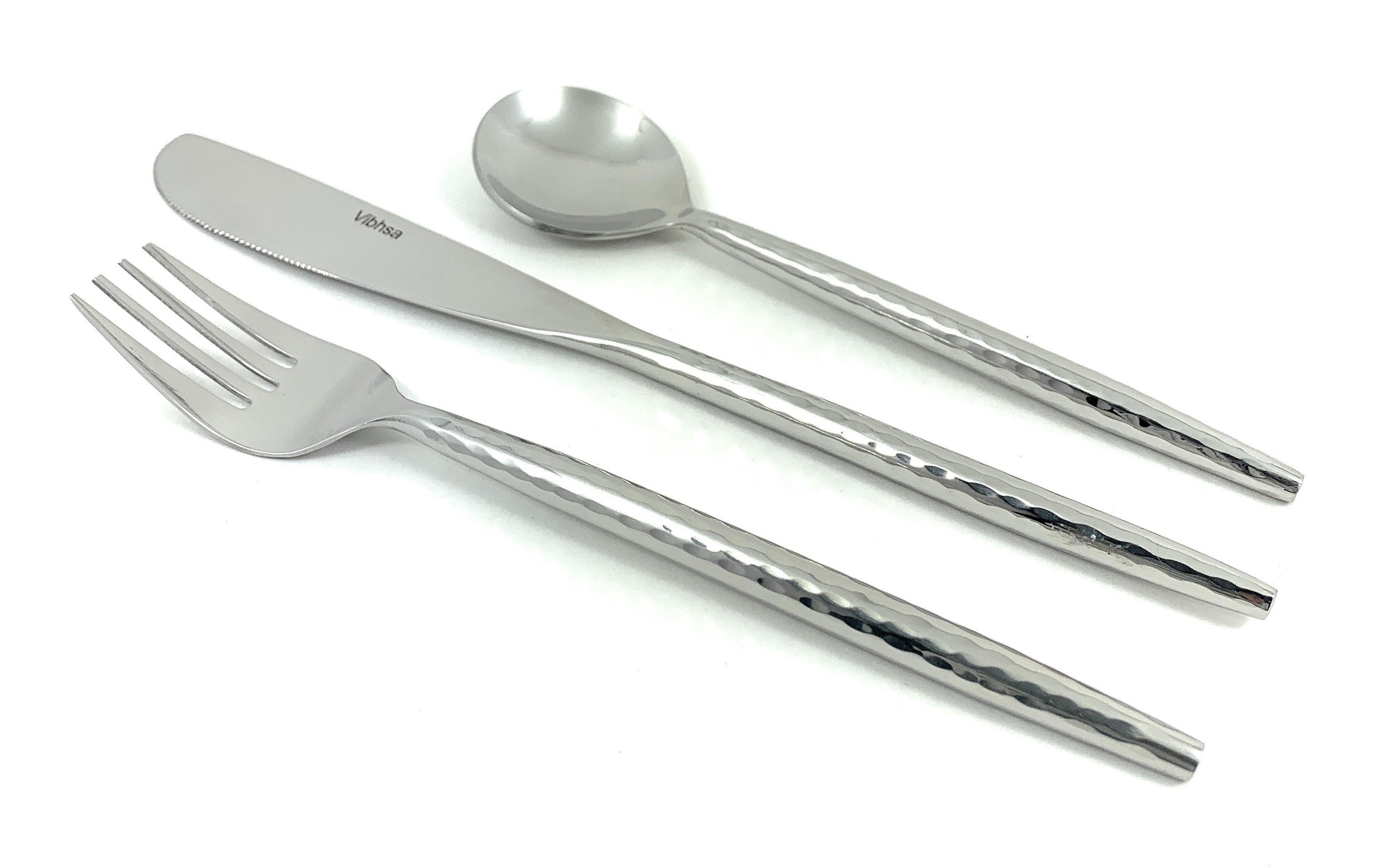 Hammered Stainless Steel Flatware 18-Piece Set Dinner knives, Dinner