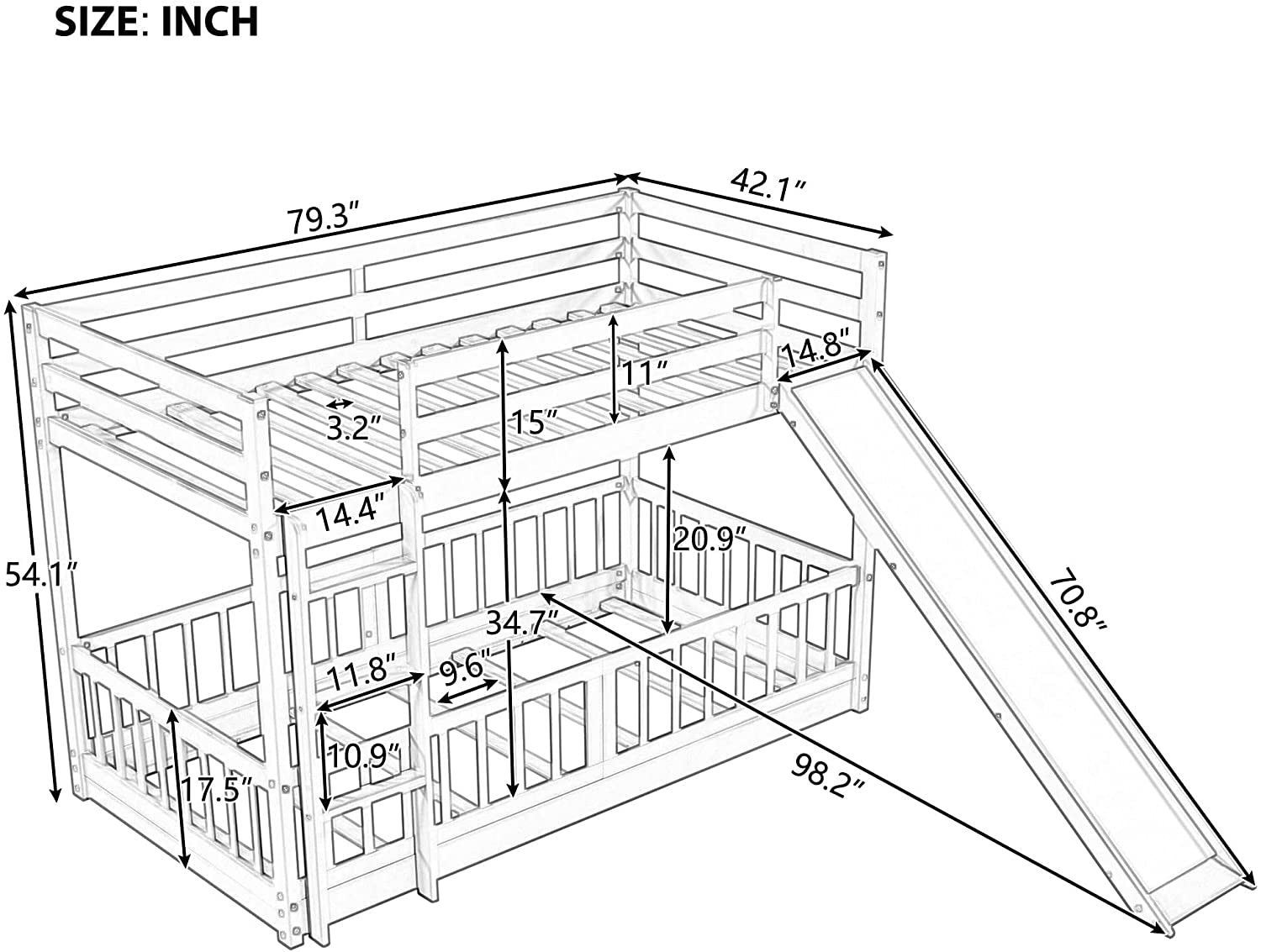 Twin Metal Bunk Bed Frame Black With Convertible Ladder Secondary image