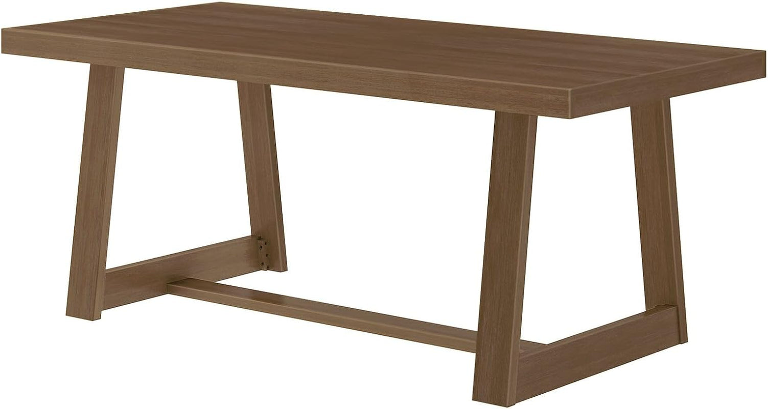 72 Inch Farmhouse Dining Table Solid Wood Rustic Kitchen Table Pecan Secondary image