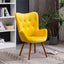 Yellow Velvet Tufted Accent Chair Compact Size Living Room