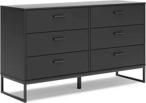 Socalle Modern 6-Drawer Dresser Black With Safety Stop