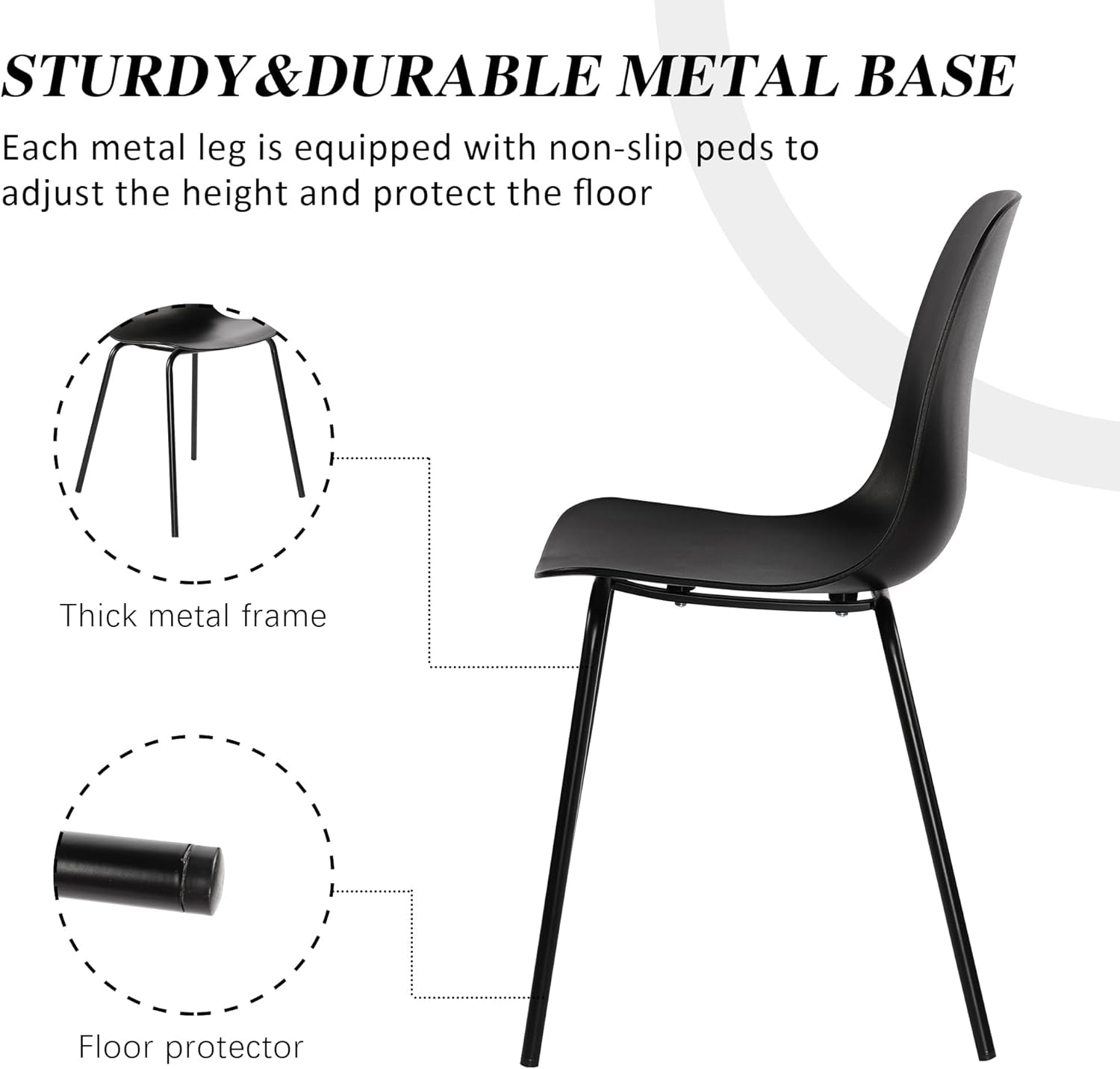 Set Of 4 Matte Black Dining Chairs With Ergonomic Back Secondary image