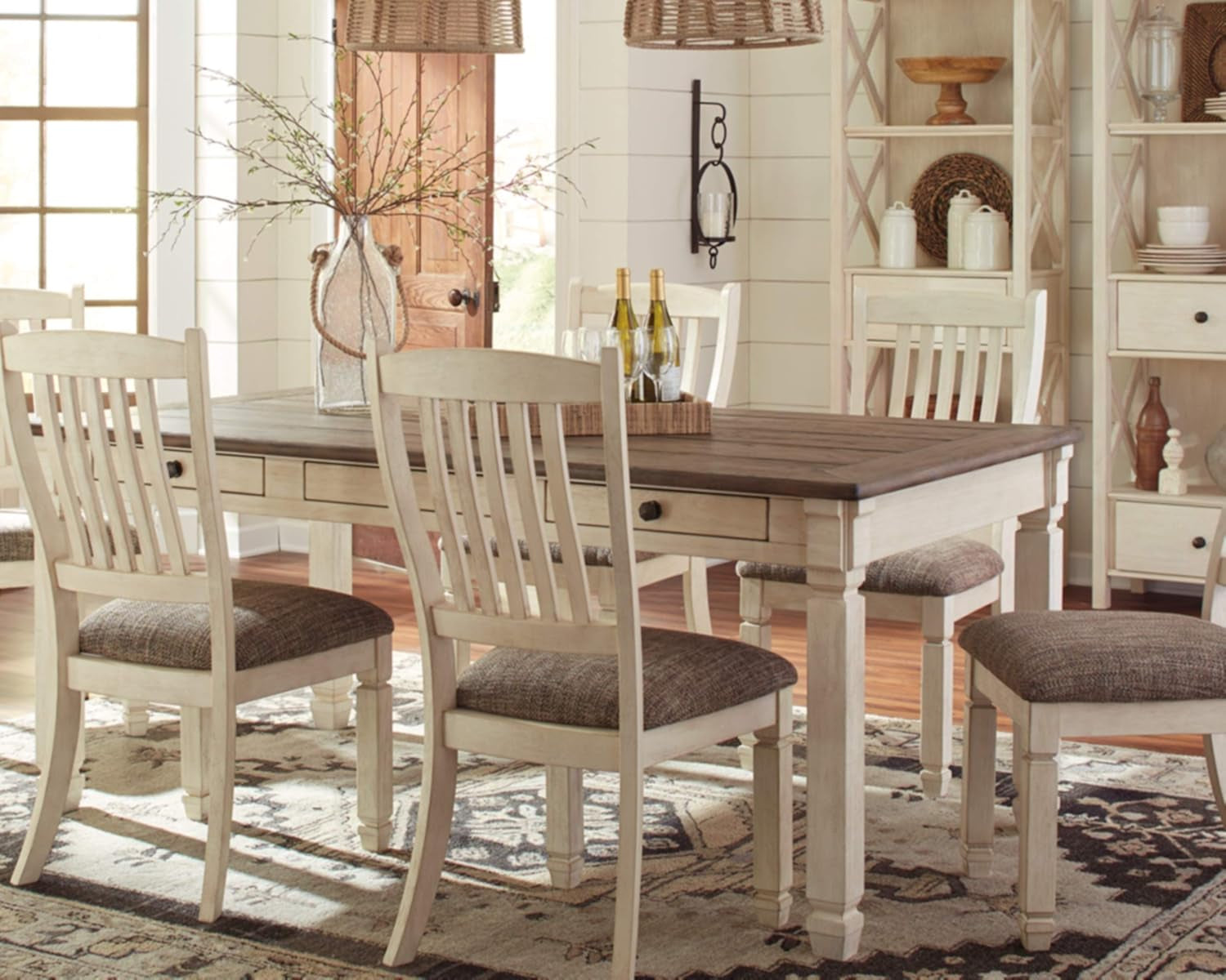 Bolanburg Farmhouse Dining Table Drawers Whitewash Seats 6 Main image