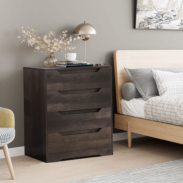 Dark Brown 4 Drawer Dresser For Bedroom Storage And Organization