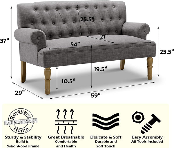 Dove Gray Loveseat Sofa With Button Tufting Sinuous Springs