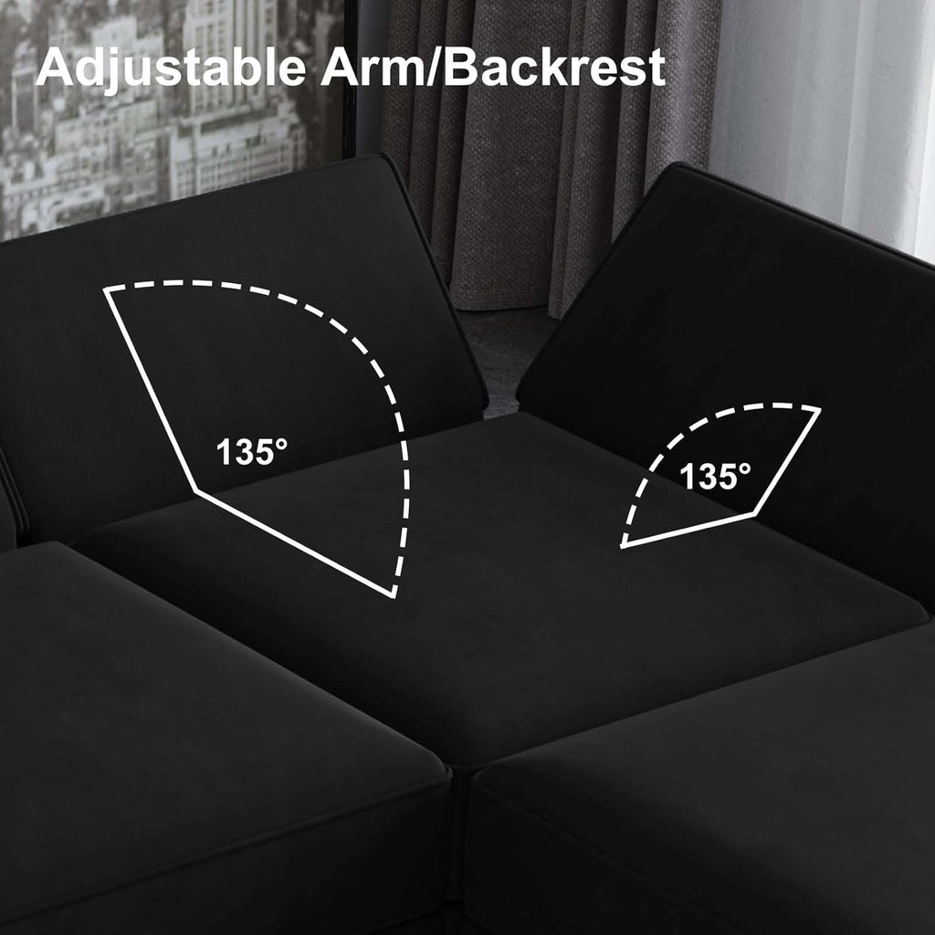 Modular Velvet Sectional Sofa With Chaise For Living Room