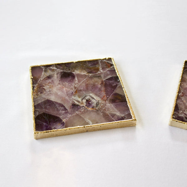 Amethyst Agate - Set of 4 Large Square Coasters | Personalised