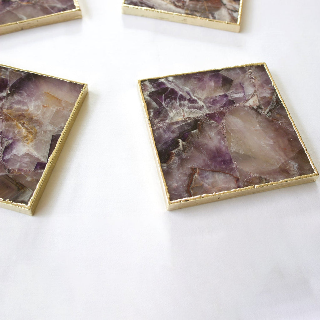Amethyst Agate - Set of 4 Large Square Coasters | Personalised