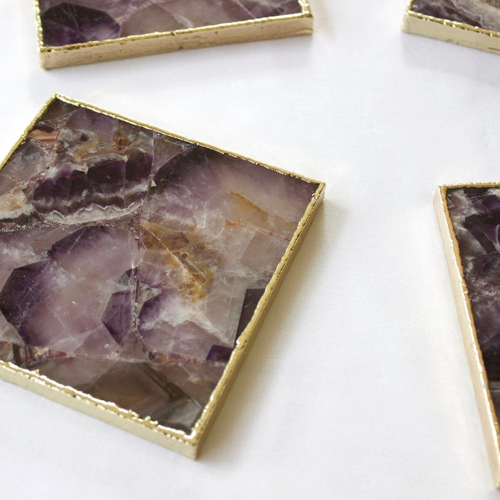 Amethyst Agate - Set of 4 Large Square Coasters | Personalised