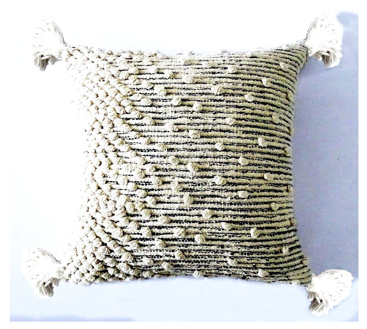 Throw Pillow Cover Beige Woven 20" X 20" with Insert Main image