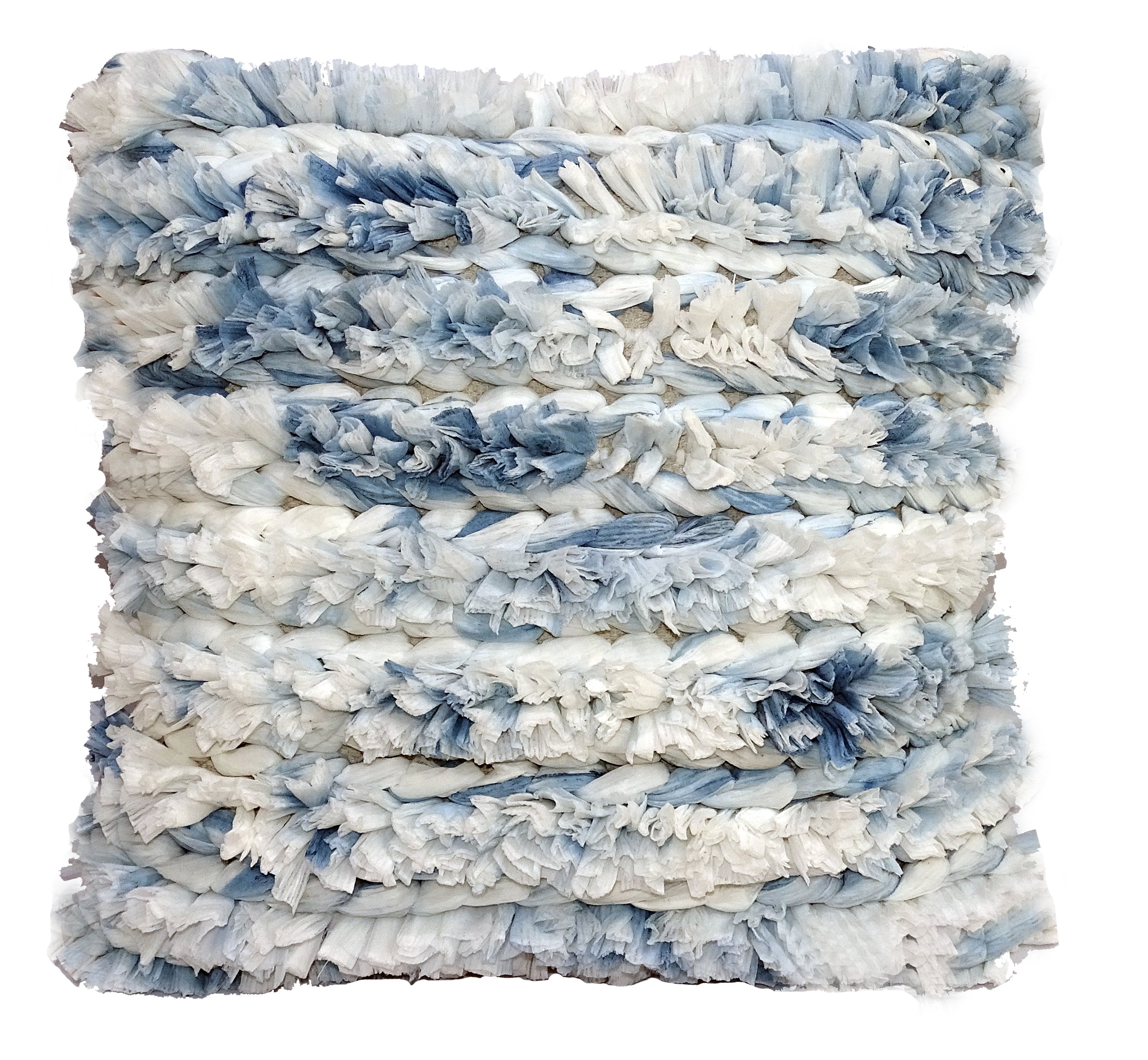 Chicos Home Throw Pillow Cover Blue & White Furry Secondary image