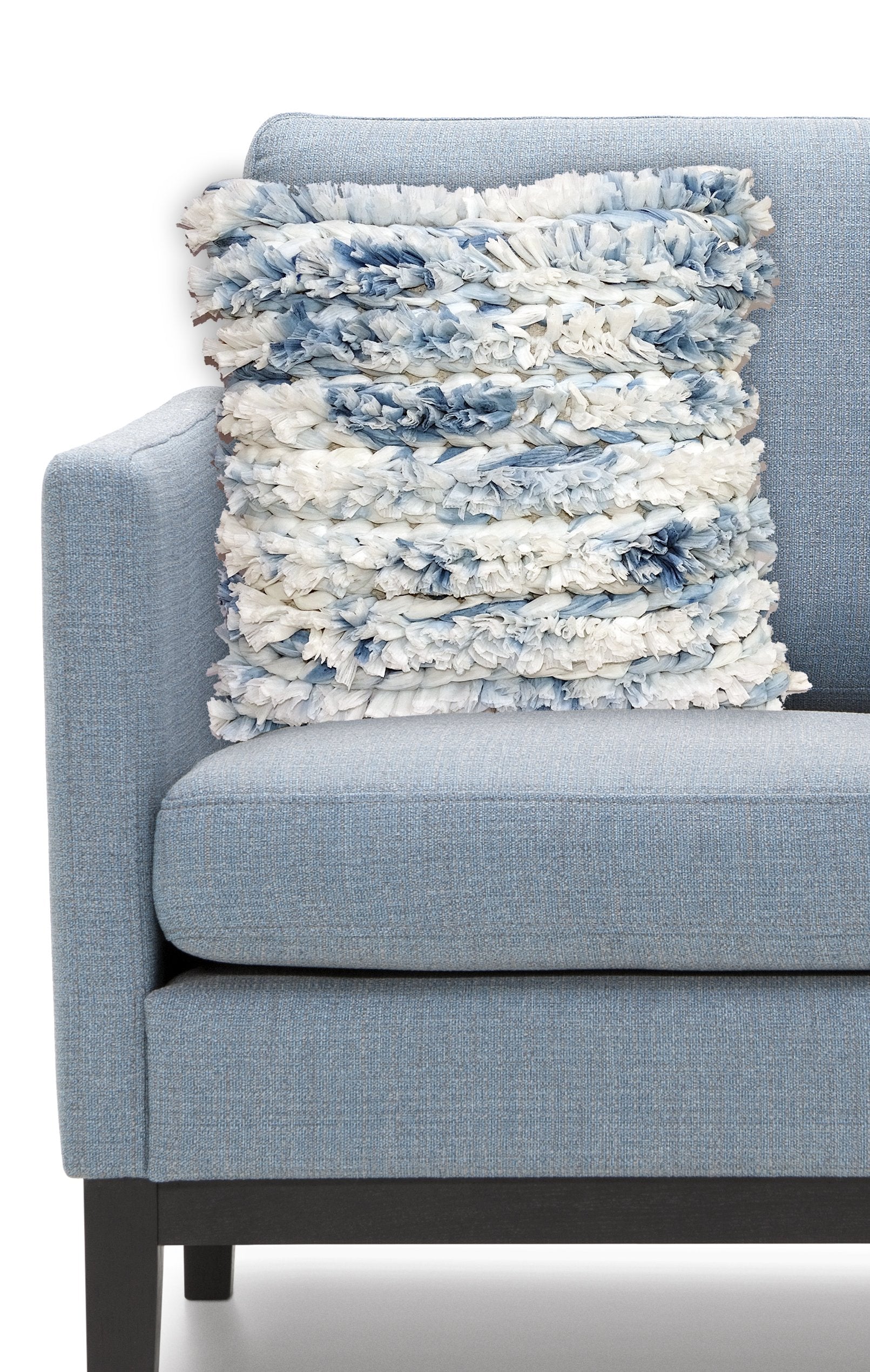 Chicos Home Throw Pillow Cover Blue & White Furry Main image