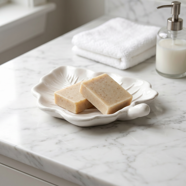 Elm Leaf Decorative Tray, Gypsum White 6"