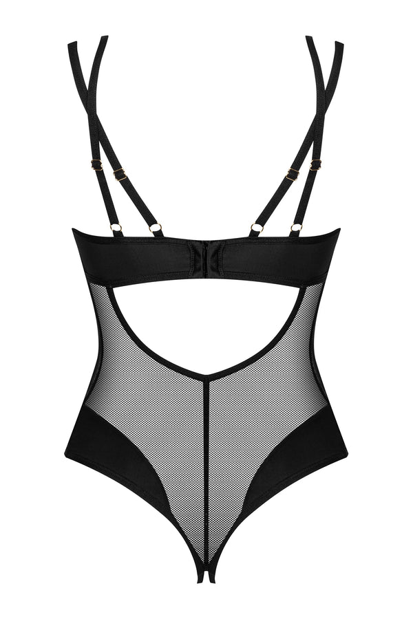 Crotchless Mesh Black Teddy: Obsessive Lingerie Ultimate Allure