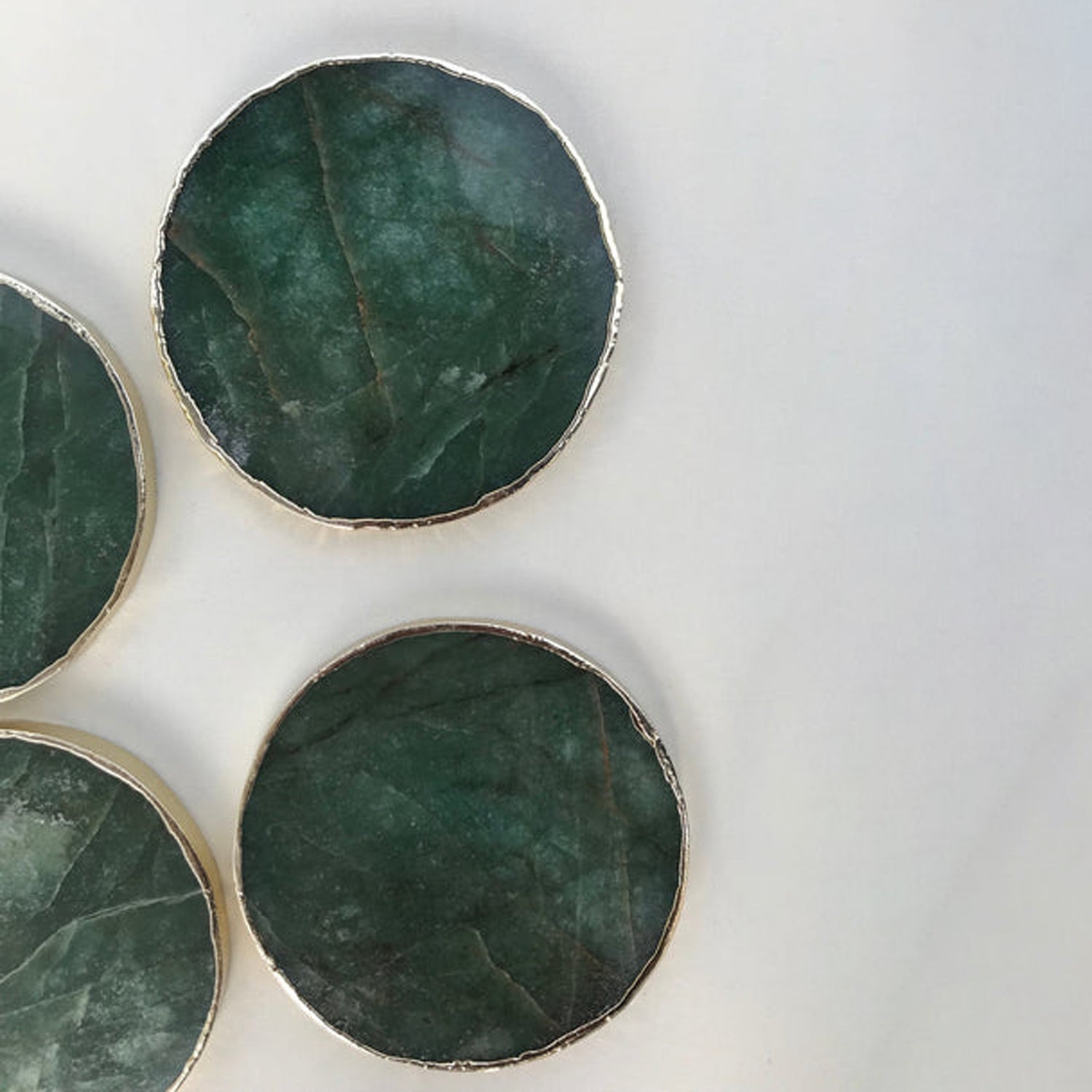 Sage Green Agate Hand Rounded Coasters - Set of 4 Large Secondary image