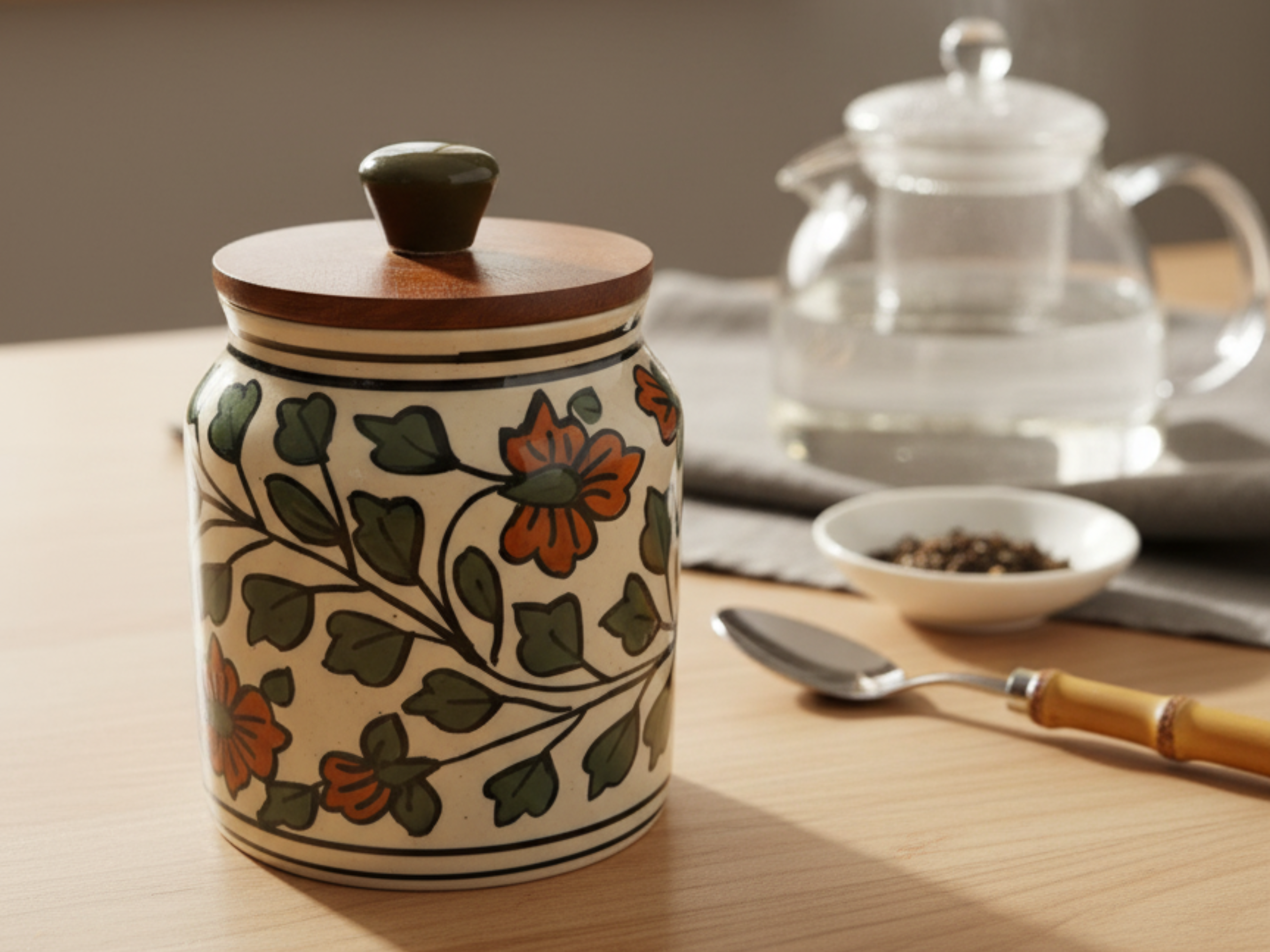 Ceramic Jars with Wooden Lids Main image