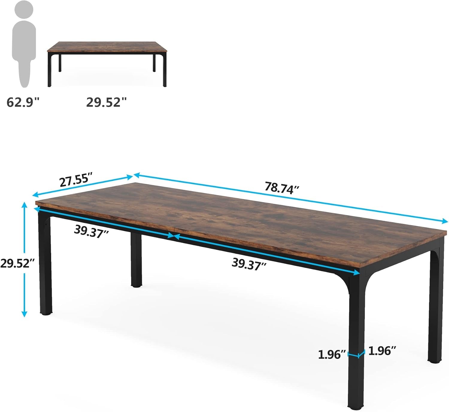 78 Inch Extra Long Two Person Computer Desk For Home Office