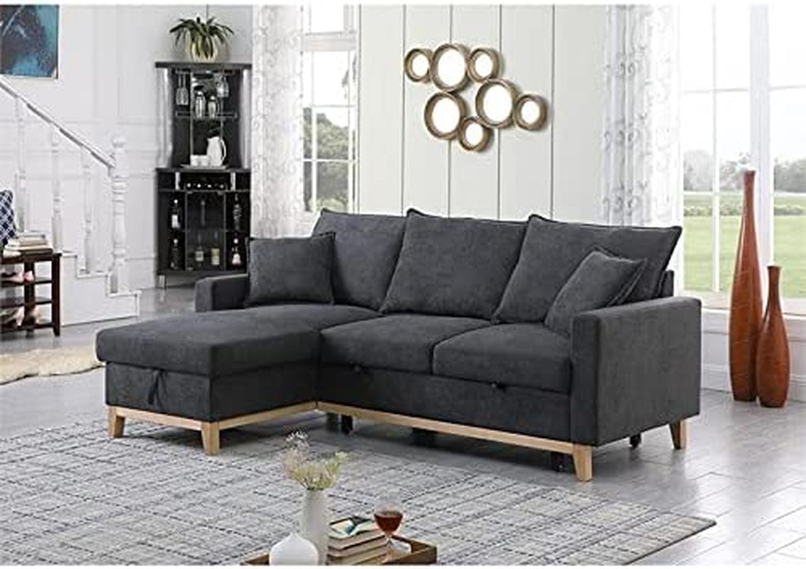 Gray Reversible Sleeper Sectional With Storage Chaise Main image