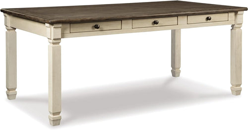 Bolanburg Farmhouse Dining Table Drawers Whitewash Seats 6