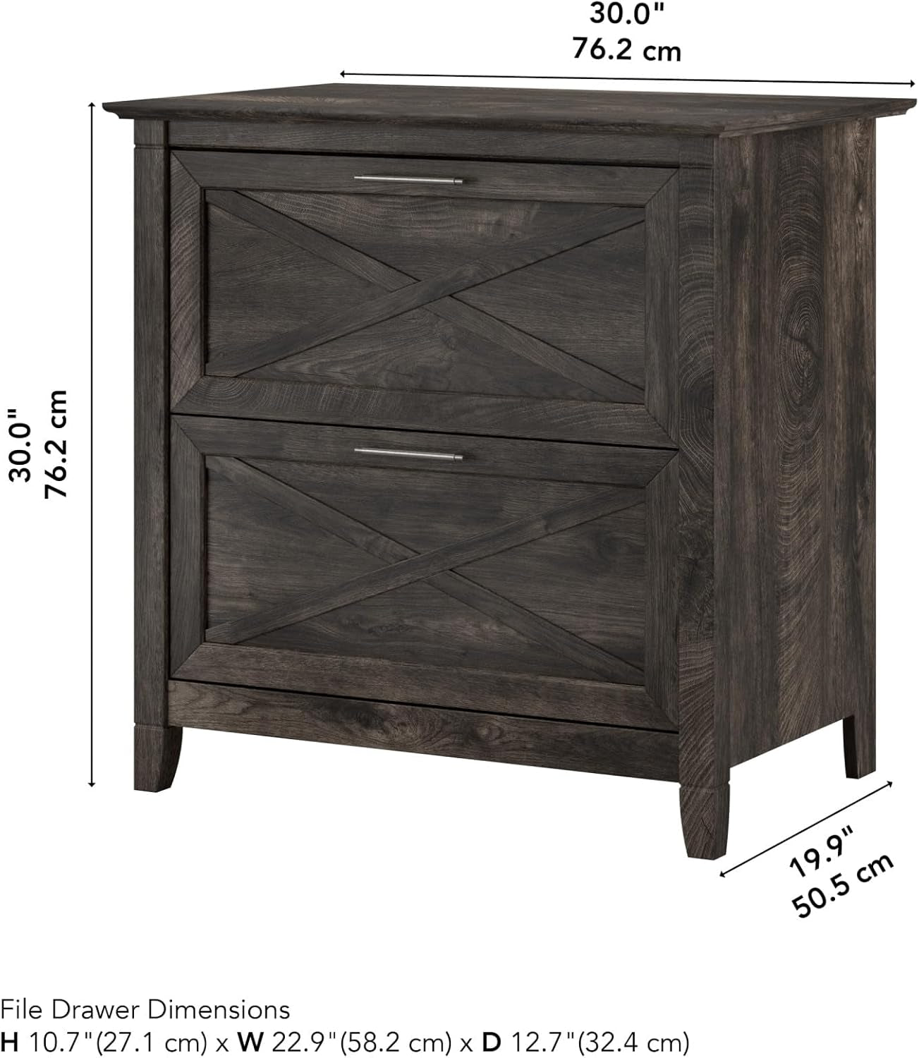 Key West 2 Drawer Lateral File Cabinet Dark Gray Hickory Secondary image