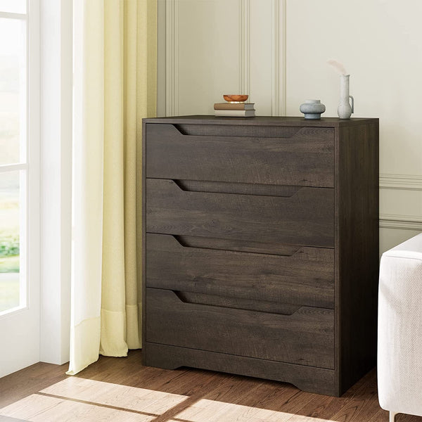 Dark Brown 4 Drawer Dresser For Bedroom Storage And Organization