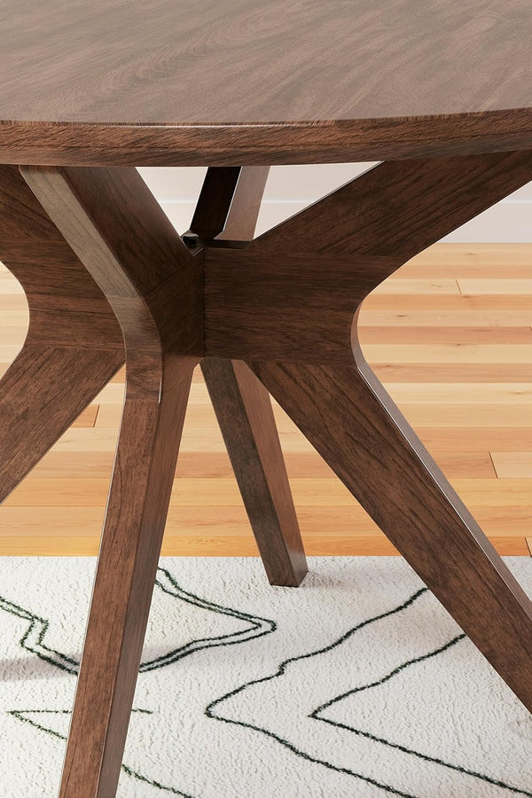 Traditional Round Dining Table Seats 4 Brown Finish