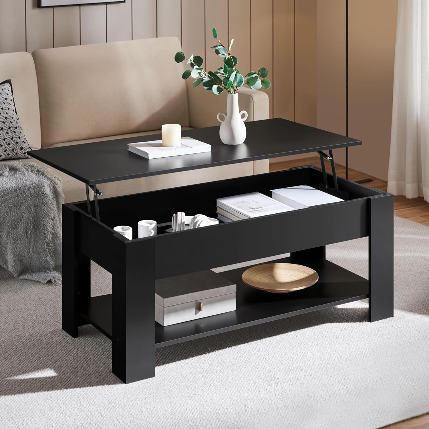Lift Top Coffee Table With Hidden Compartment 47.5 Inch Main image