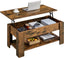 Coffee Table 47.5 Inch Lift Top With Hidden Compartment Rustic Brown
