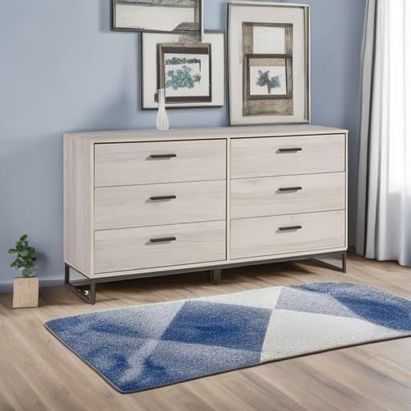 Socalle 59 Inch Beige 6 Drawer Dresser Engineered Wood Main image