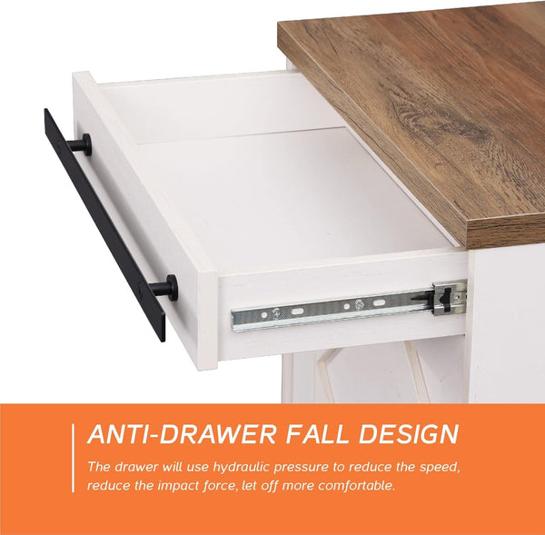 98.4 Inch Wide TV Stand Antique White For Living Room