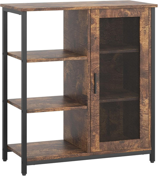 Mini Coffee Bar Cabinet 27.5 Inch Brown Finish Storage Unit