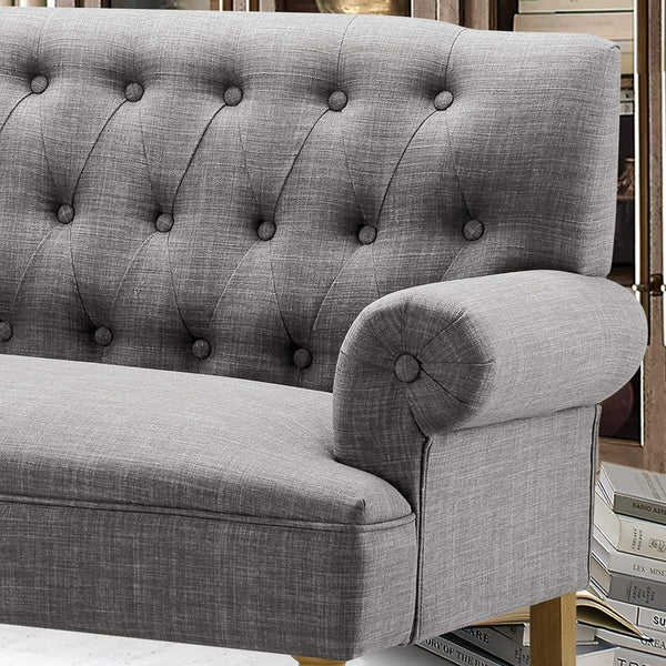 Dove Gray Loveseat Sofa With Button Tufting Sinuous Springs