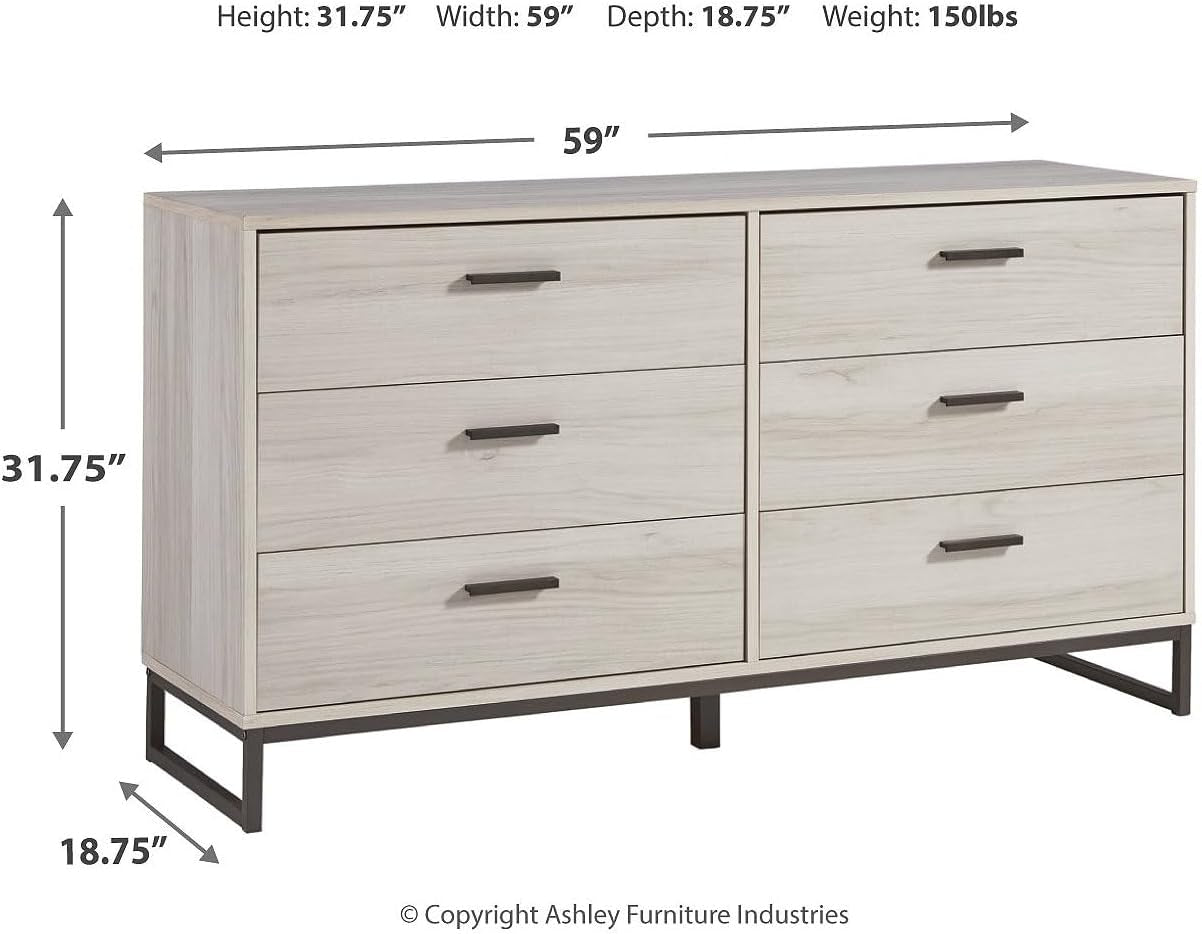 Socalle 59 Inch Beige 6 Drawer Dresser Engineered Wood Secondary image