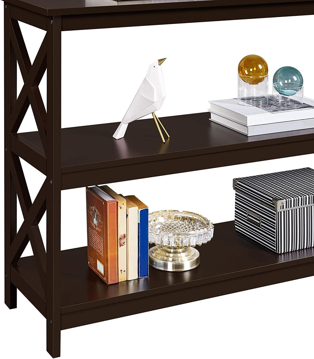 Espresso 3-Tier Console Table With Storage Shelves