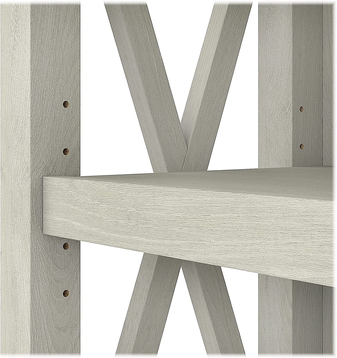 Linen White Oak 5 Shelf Bookcase Set 2 Tall 66H 32W 13D