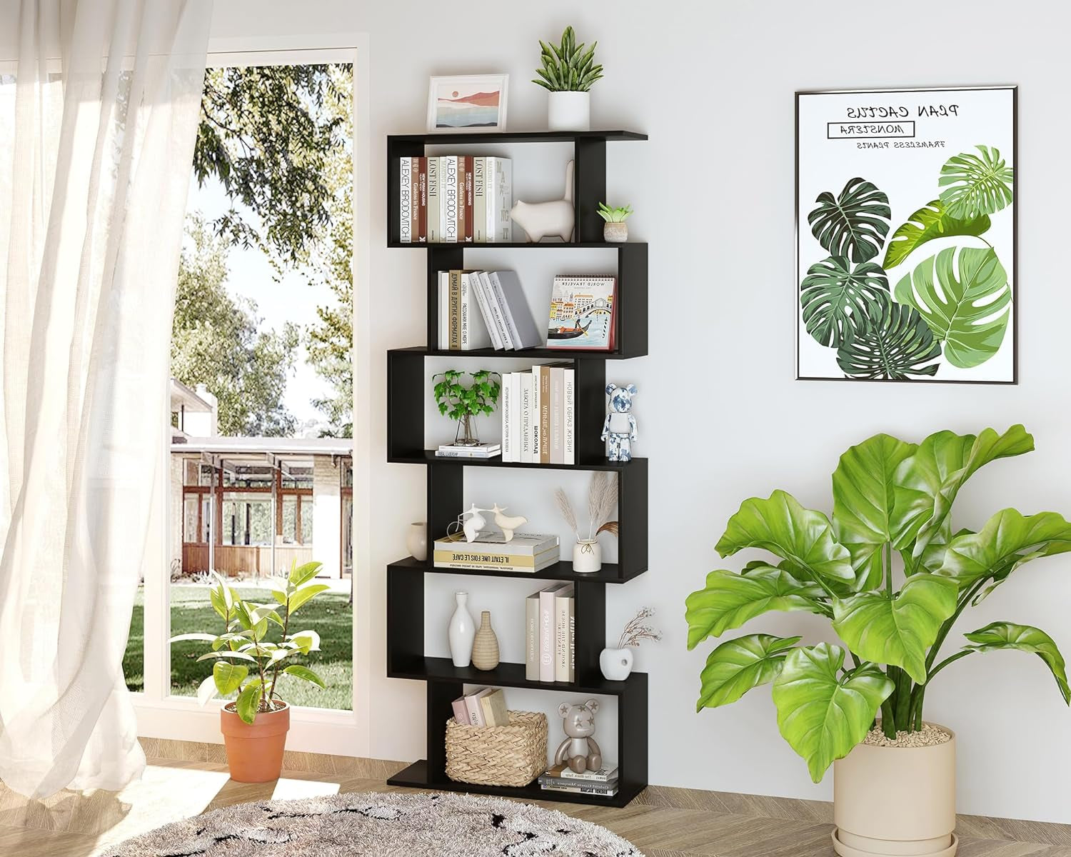 6 Tier S Shaped Bookshelf Freestanding Modern Display Main image
