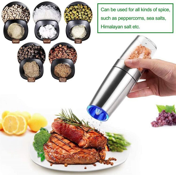 Stainless Silver Automatic Salt and Pepper Electric Grinder Pair of 2 Main image