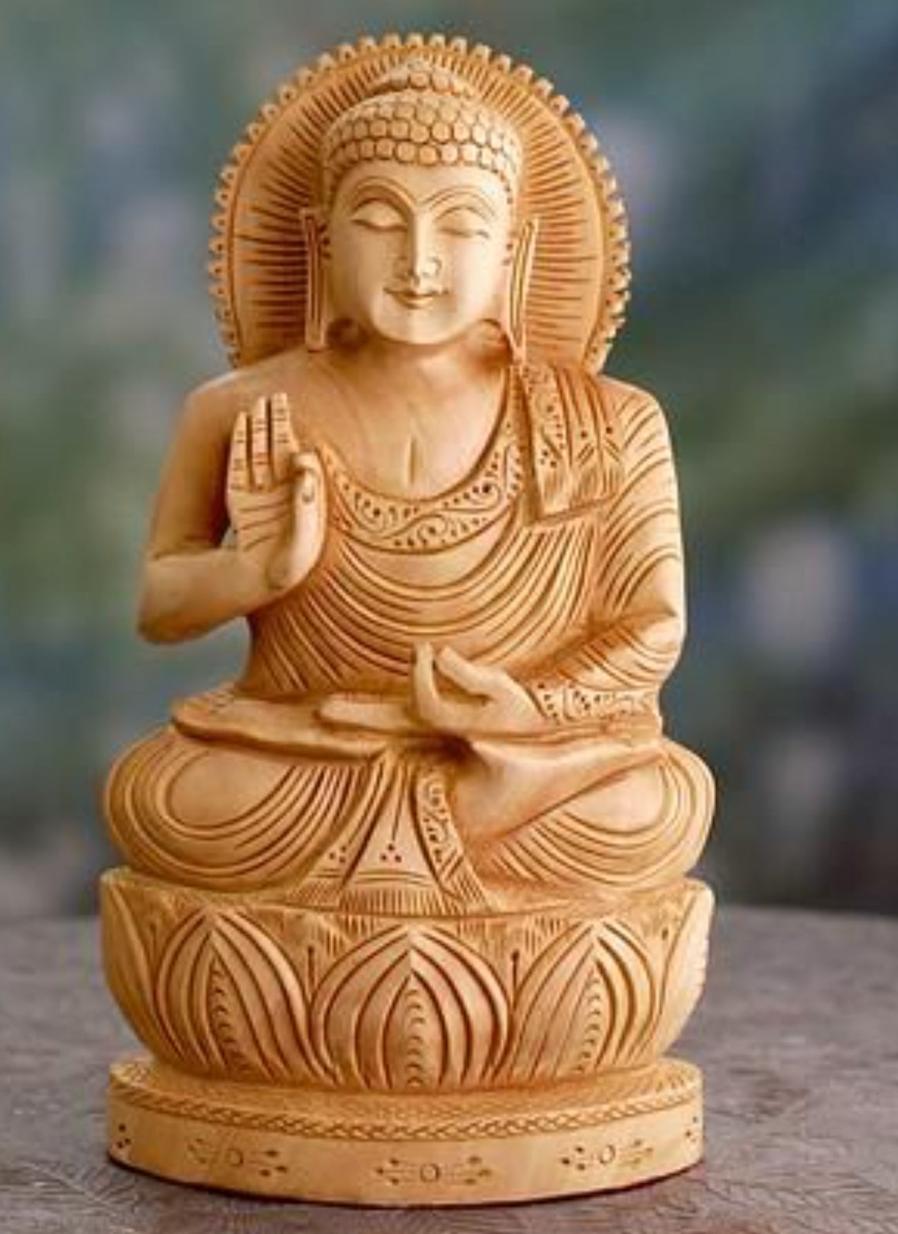 Wooden hand carved buddha Main image