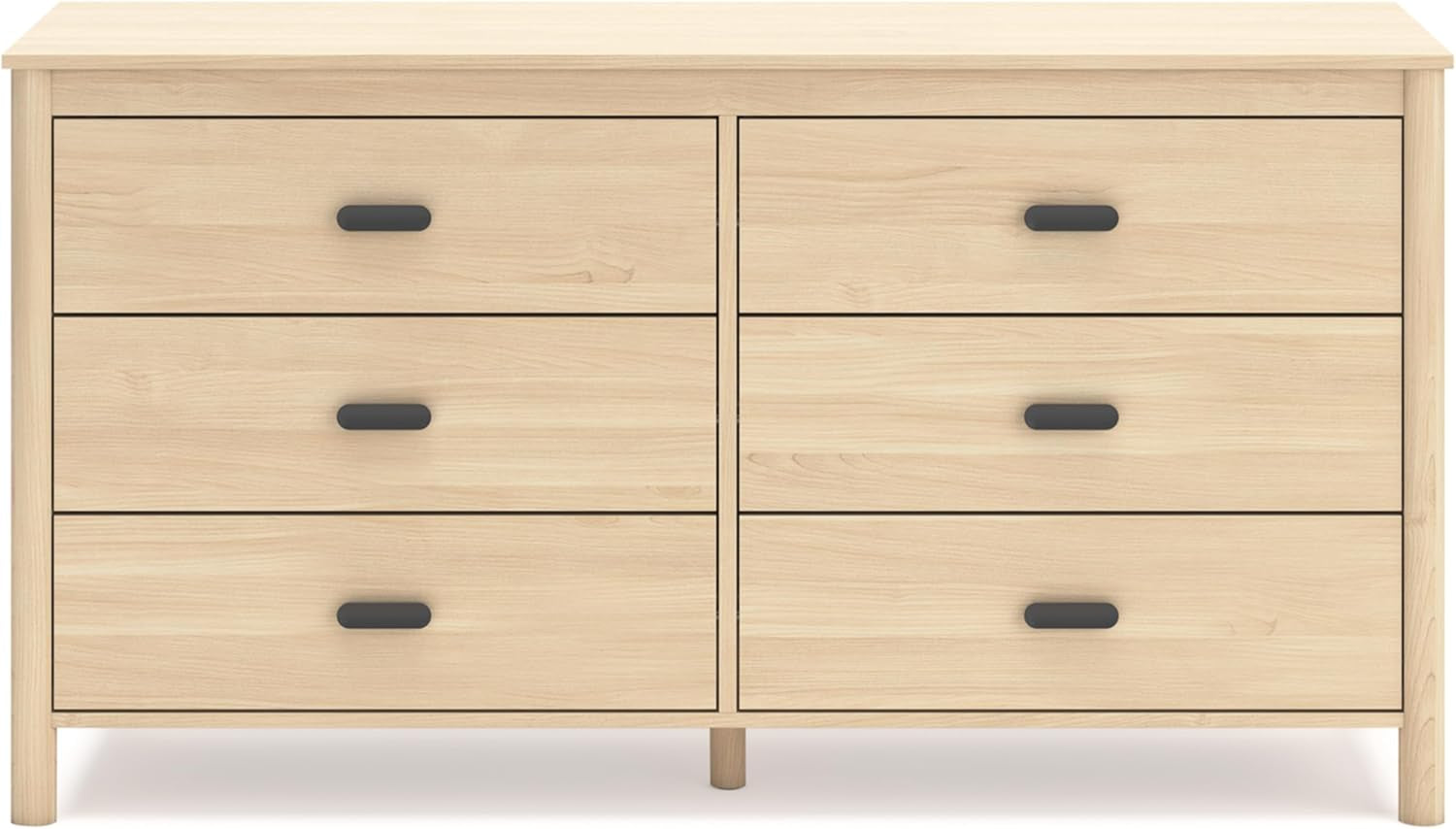 Light Brown Six Drawer Dresser For Bedroom Storage