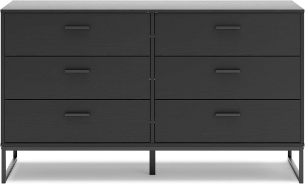 Socalle Modern 6-Drawer Dresser Black With Safety Stop