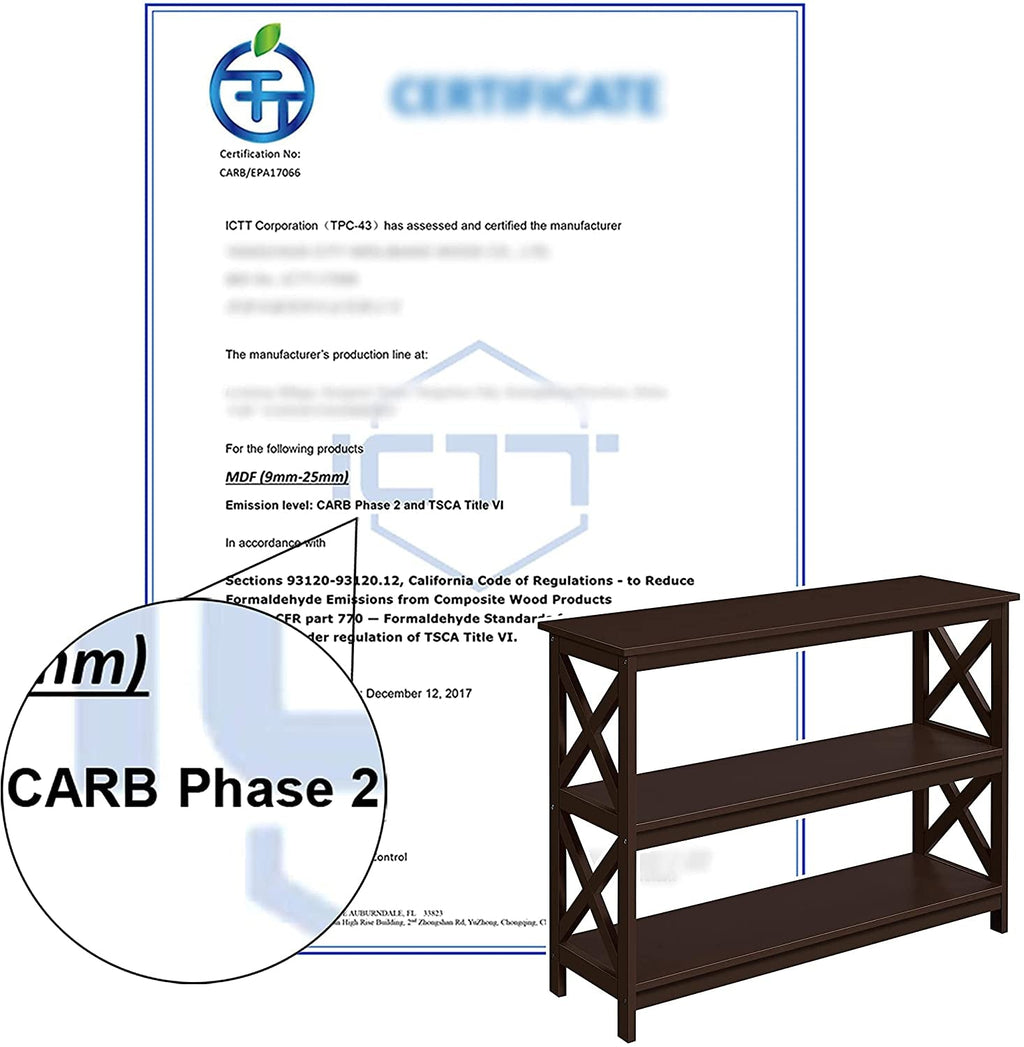 Espresso 3-Tier Console Table With Storage Shelves