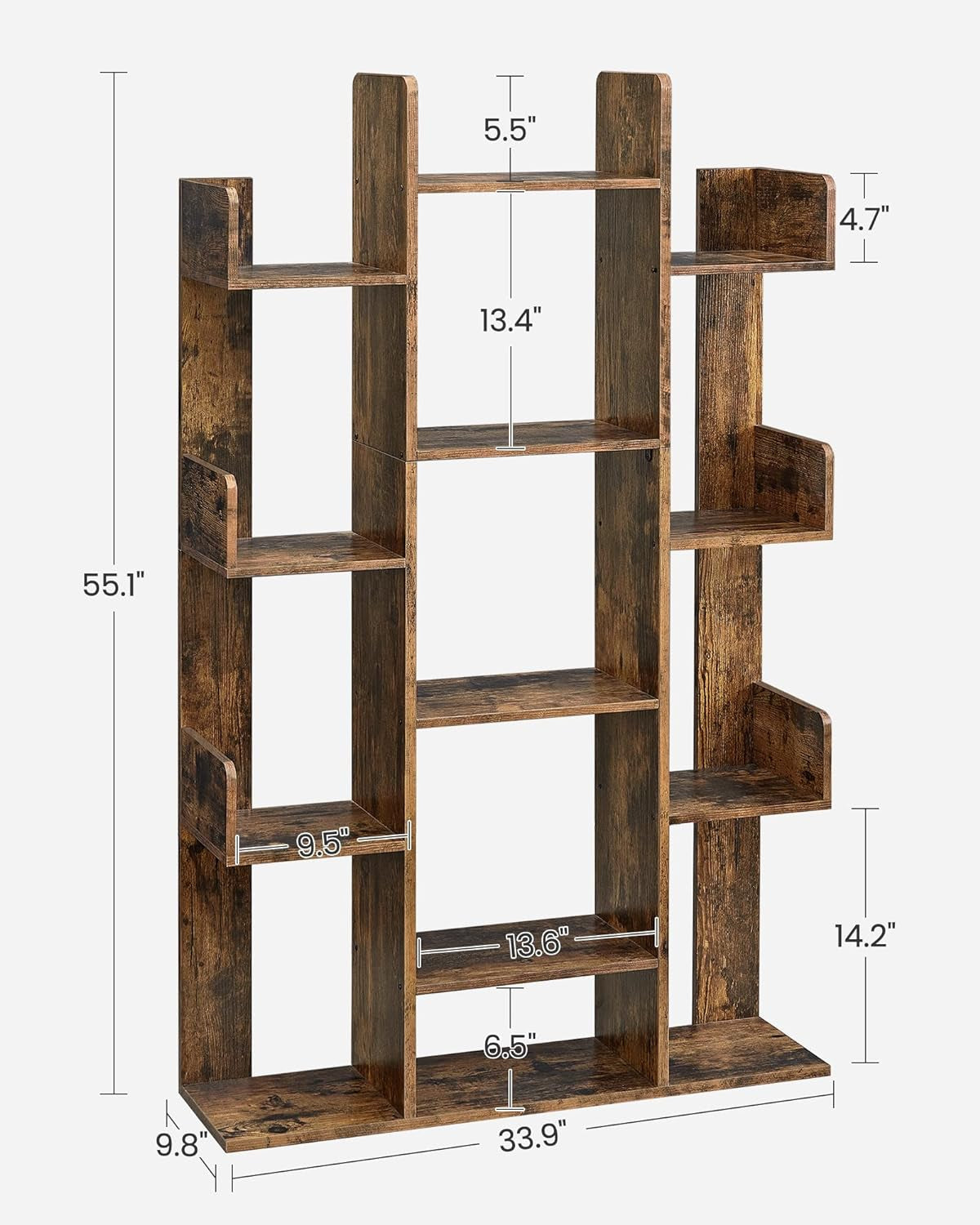 Tree Shaped Bookcase Rustic Brown Tall With 13 Shelves Secondary image