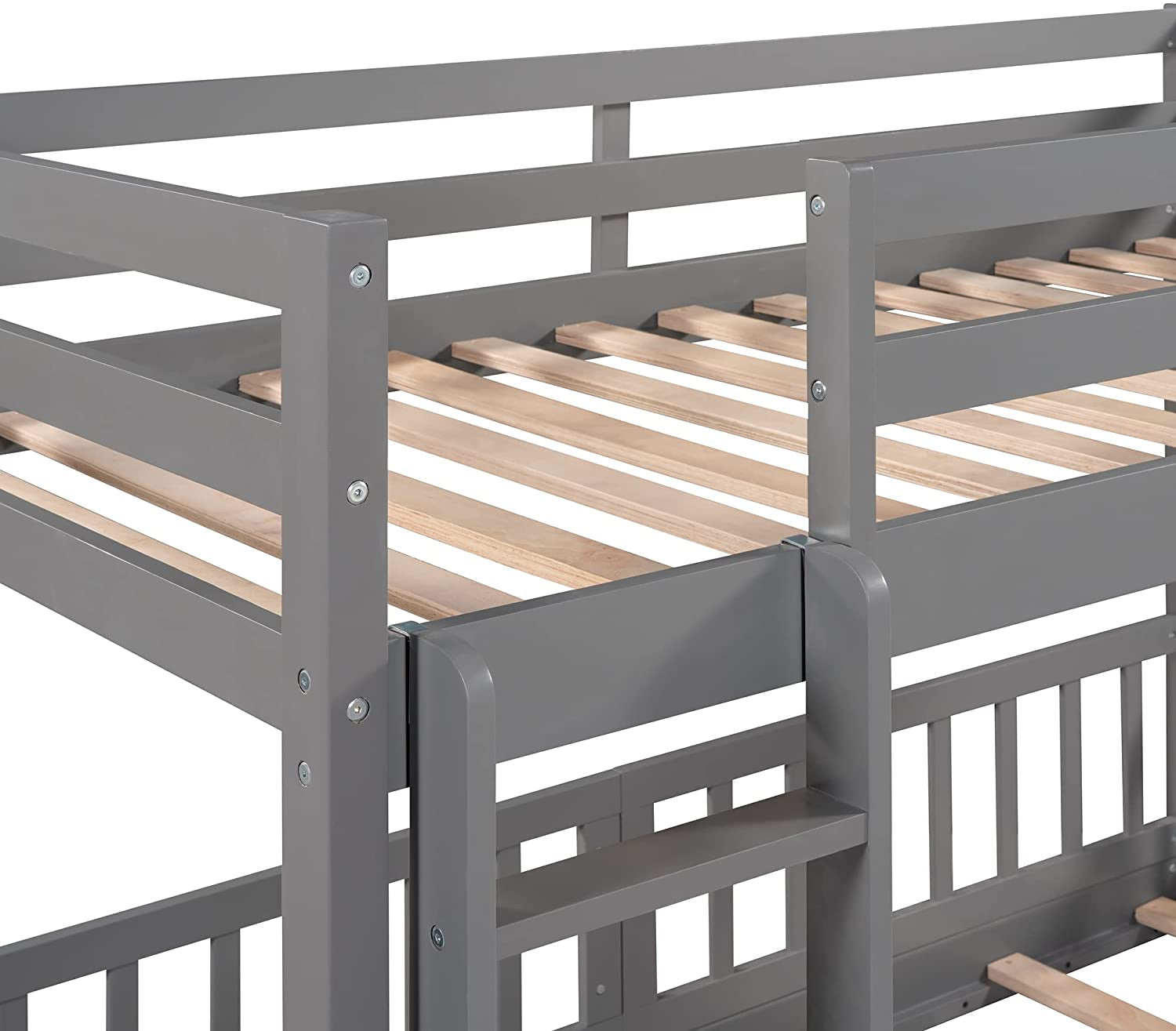Twin Metal Bunk Bed Frame Black With Convertible Ladder