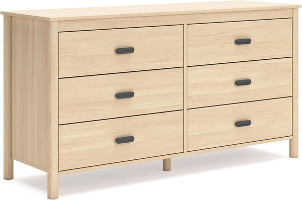 Light Brown Six Drawer Dresser For Bedroom Storage