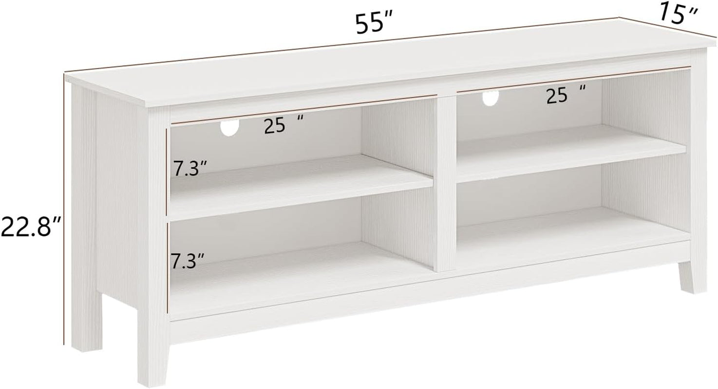 65 Inch TV Stand With Open Storage Shelves White Cabinet Secondary image