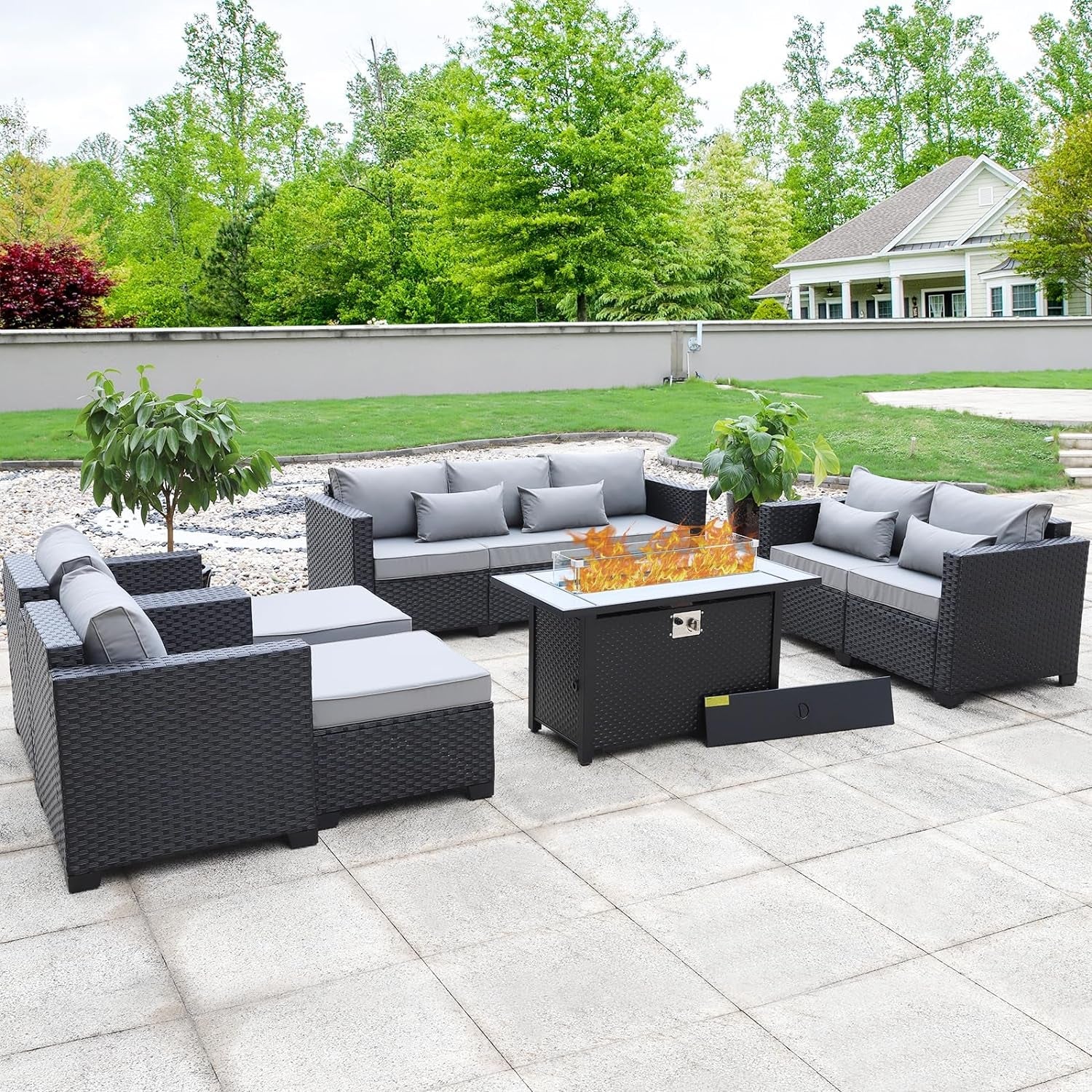 7 Piece Outdoor Furniture Set With 45 Inch Fire Pit Secondary image